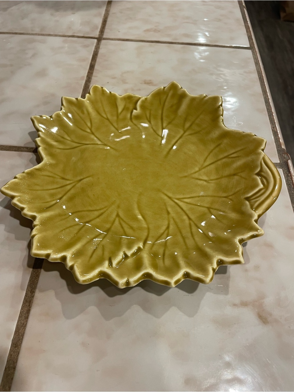 Vintage Steubenville Pottery Ceramic Leaf Plate